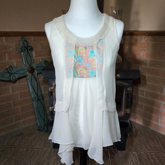 Matilda Jane Sheer Sleeveless Waterfall Top Size XS - Picture 1 of 5